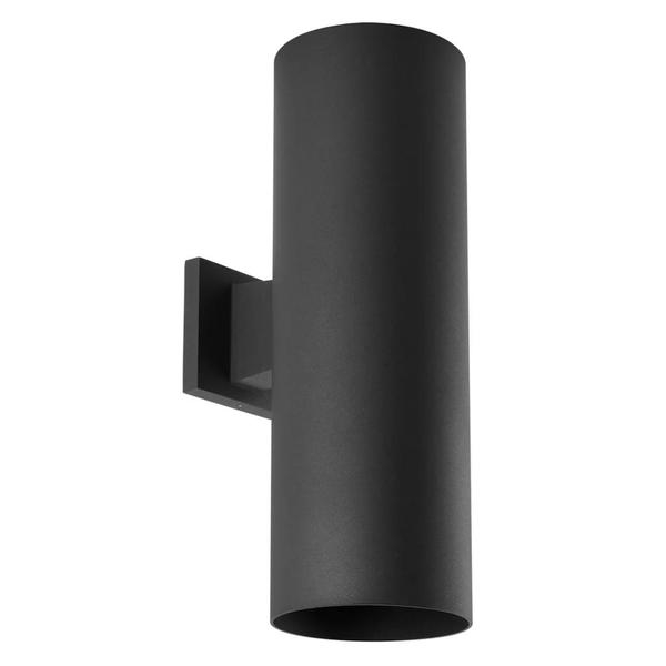 2 Light Black Finish Cylinder Wall Light Fixture