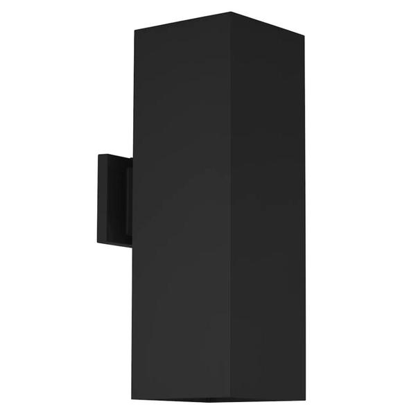 2 Light Black Finish Square Wall Light Fixture