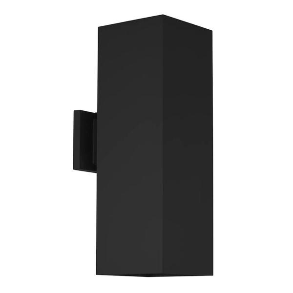 2 Light Black Finish Square LED Wall Light Fixture