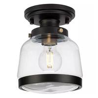 Progress Lighting 1 Light 120 volt Matte Black Round Clear Glass Ceiling Light Fixture