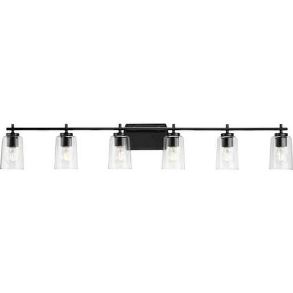 6 Light 120 volt Matte Black Vanity Clear Glass Light Fixture