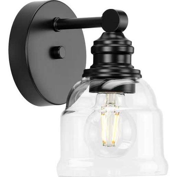 1 Light 120 volt Matte Black Vanity Clear Glass Light Fixture