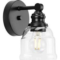 Progress Lighting 1 Light 120 volt Matte Black Vanity Clear Glass Light Fixture