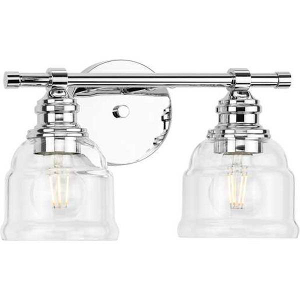 2 Light 120 volt Polished Chrome Vanity Clear Glass Light Fixture