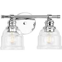 View 2 Light 120 volt Polished Chrome Vanity Clear Glass Light Fixture
