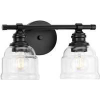 View 2 Light 120 volt Matte Black Vanity Clear Glass Light Fixture