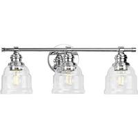 View 3 Light 120 volt Polished Chrome Vanity Clear Glass Light Fixture