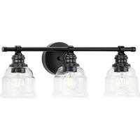 View 3 Light 120 volt Matte Black Vanity Clear Glass Light Fixture
