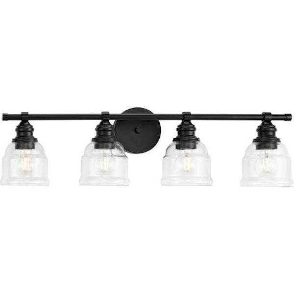 4 Light 120 volt Matte Black Vanity Clear Glass Light Fixture