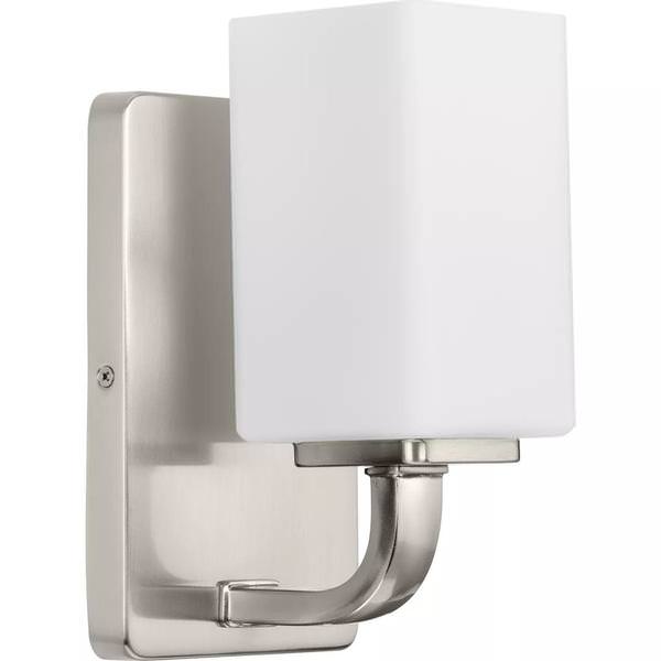 1 Light 120 volt Brushed Nickel Vanity Opal Glass Light Fixture