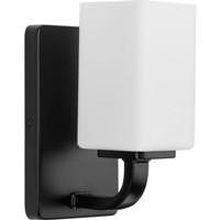 Progress Lighting 1 Light 120 volt Matte Black Vanity Opal Glass Light Fixture