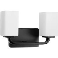 View 2 Light 120 volt Matte Black Vanity Opal Glass Light Fixture