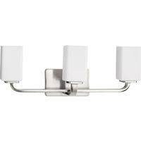View 3 Light 120 volt Brushed Nickel Vanity Opal Glass Light Fixture