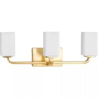 View 3 Light 120 volt Satin Brass Vanity Opal Glass Light Fixture