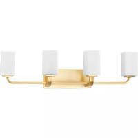 Progress Lighting 4 Light 120 volt Satin Brass Vanity Opal Glass Light Fixture
