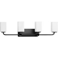 Progress Lighting 4 Light 120 volt Matte Black Vanity Opal Glass Light Fixture