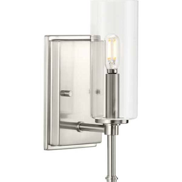 1 Light 120 volt Brushed Nickel Vanity Clear Glass Light Fixture