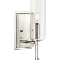 Progress Lighting 1 Light 120 volt Brushed Nickel Vanity Clear Glass Light Fixture