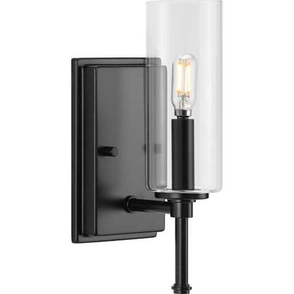 1 Light 120 volt Matte Black Vanity Clear Glass Light Fixture