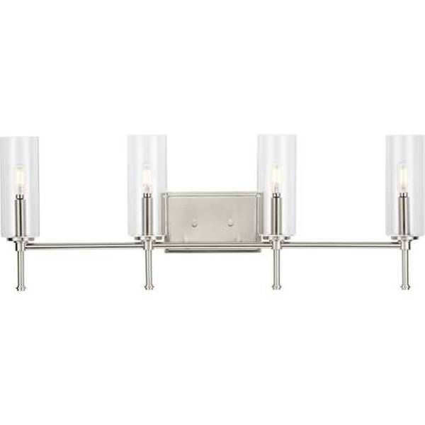 4 Light 120 volt Brushed Nickel Vanity Clear Glass Light Fixture