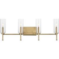 Progress Lighting 4 Light 120 volt Vintage Brass Vanity Clear Glass Light Fixture