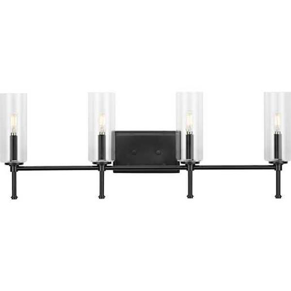 4 Light 120 volt Matte Black Vanity Clear Glass Light Fixture