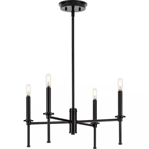 5 Light Matte Black Traditional Style Chandelier Light Fixture