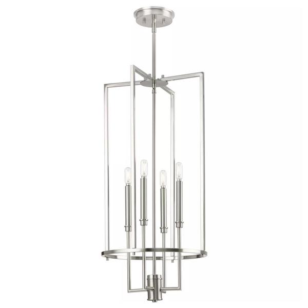 4 Light Brushed Nickel Transitional Style Elara Collection Pendant Light Fixture
