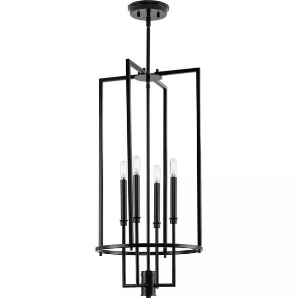 4 Light Matte Black Transitional Style Elara Collection Pendant Light Fixture