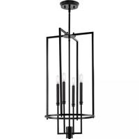Progress Lighting 4 Light Matte Black Transitional Style Elara Collection Pendant Light Fixture