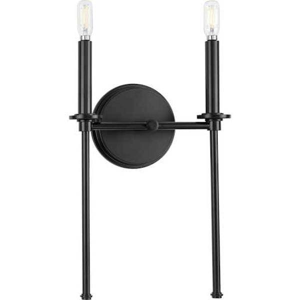 2 Light 120 volt Matte Black Candelabra Base Light Fixture