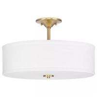 Progress Lighting 2 Light 120 volt Satin Brass Fabric Shade Ceiling Light Fixture