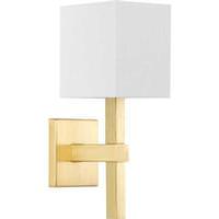 Progress Lighting 1 Light 120 volt Satin Brass Vanity Linen Fabric Shade Light Fixture
