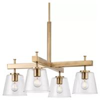 Progress Lighting 4 Light Vintage Brass Clear Glass Shade Chandelier Light Fixture