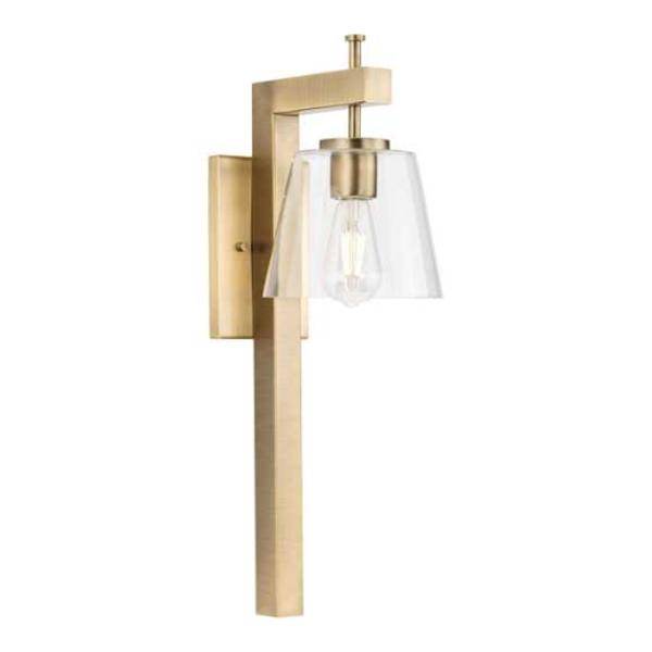 1 Light 120 volt Vintage Brass Vanity Clear Glass Light Fixture