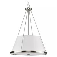 Progress Lighting 1 Light Brushed Nickel White Fabric Shade Pendant Light Fixture