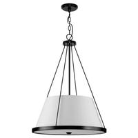 Progress Lighting 1 Light Matte Black White Fabric Shade Pendant Light Fixture