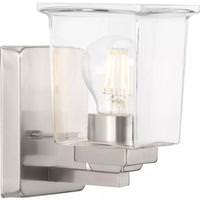 Progress Lighting 1 Light 120 volt Brushed Nickel Vanity Clear Glass Light Fixture