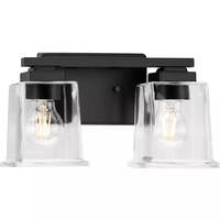 View 2 Light 120 volt Matte Black Vanity Clear Glass Light Fixture