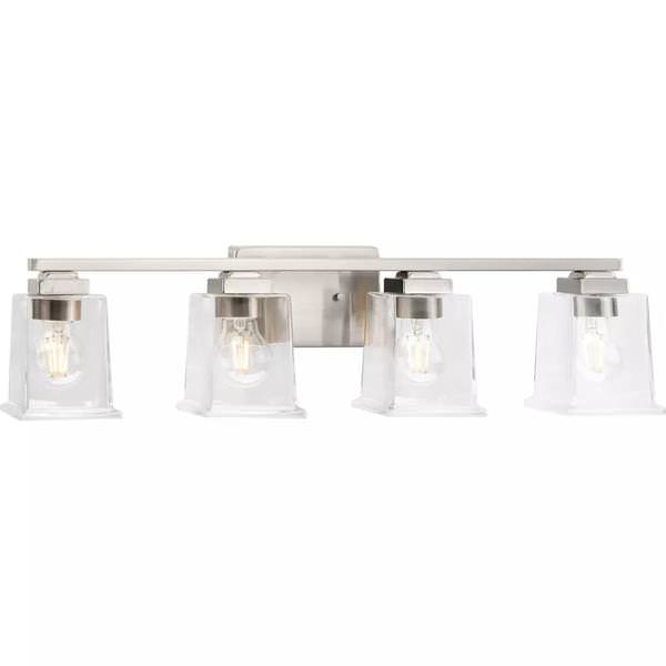 4 Light 120 volt Brushed Nickel Vanity Clear Glass Light Fixture