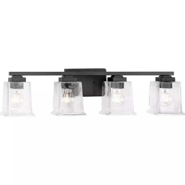 4 Light 120 volt Matte Black Vanity Clear Glass Light Fixture