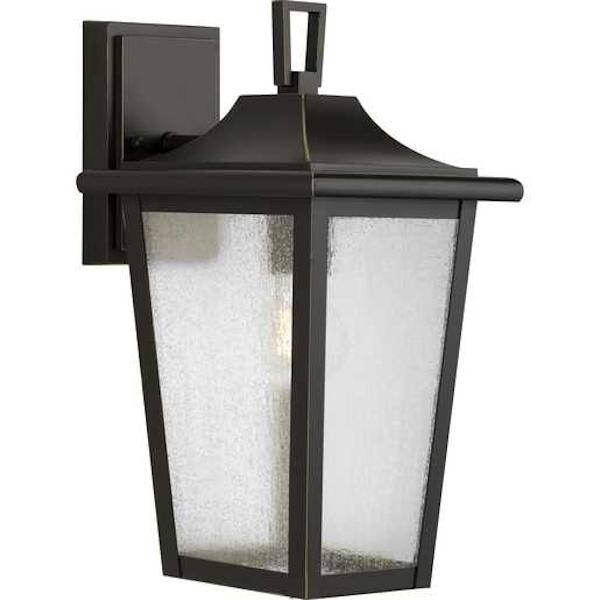 1 Light Antique Bronze with Clear Seeded Glass Medium Wall Light Fixture