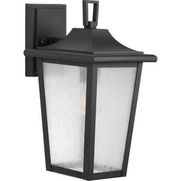 1 Light Black with Clear Seeded Glass Medium Wall Light Fixture