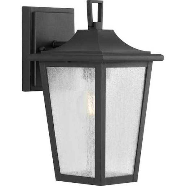 1 Light Black with Clear Seeded Glass Small Wall Light Fixture