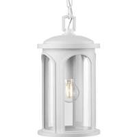 Progress Lighting 1 Light Satin White with Clear Glass Outdoor DURASHIELD Gables Hanging Light Fixture