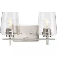 Progress Lighting 2 Light 120 volt Brushed Nickel Vanity Clear Glass Light Fixture