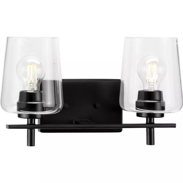 2 Light 120 volt Matte Black Vanity Clear Glass Light Fixture
