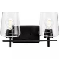 View 2 Light 120 volt Matte Black Vanity Clear Glass Light Fixture