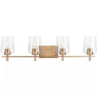 Progress Lighting 4 Light 120 volt Vintage Brass Vanity Clear Glass Light Fixture