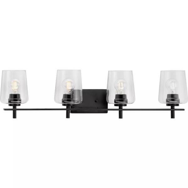 4 Light 120 volt Matte Black Vanity Clear Glass Light Fixture